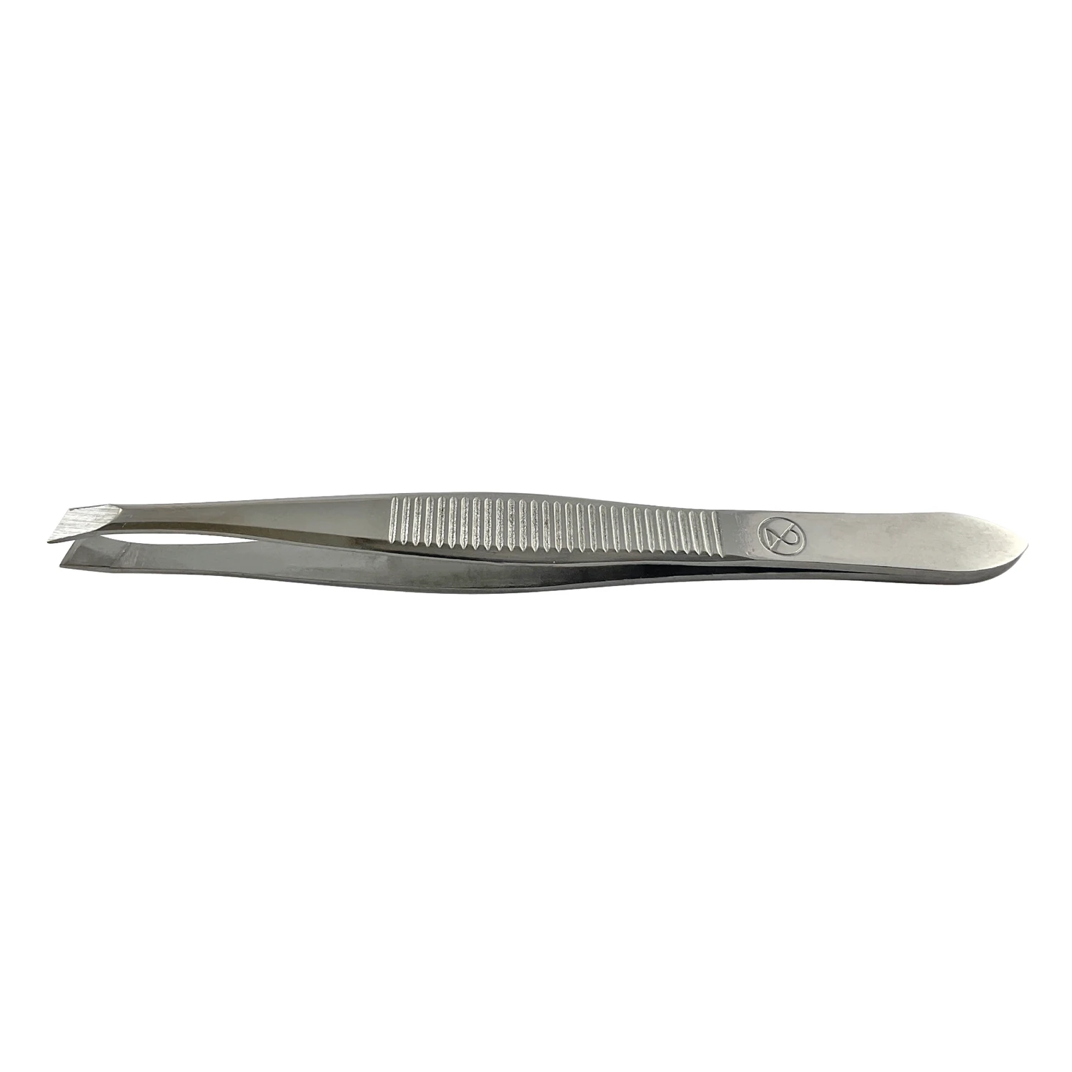 Chromstahl Pinzette, schräg, 9 cm – STERIL, Scilo
