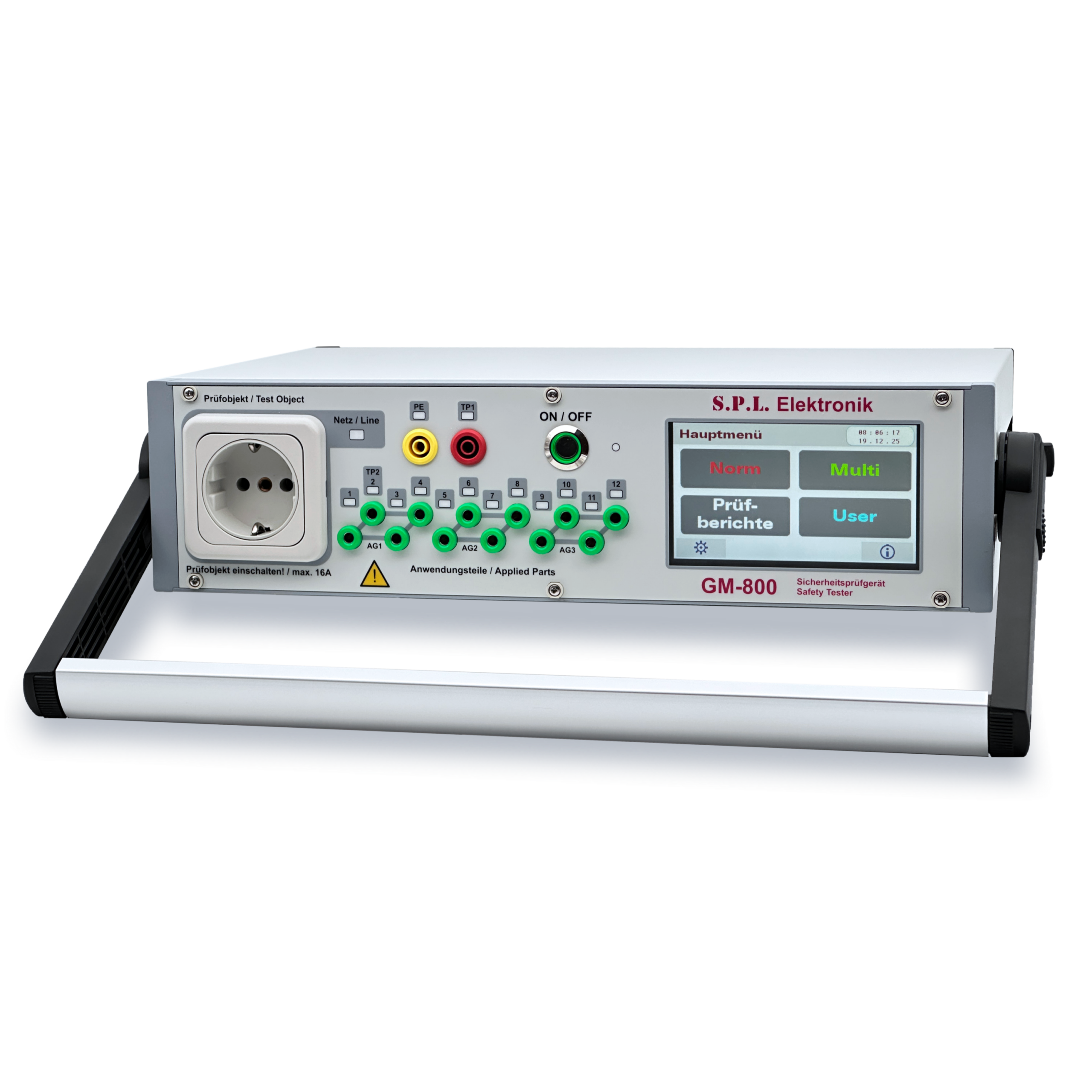 GM-800 : Mess- und Prüfgerät zur Überprüfung der elektrischen Sicherheit nach IEC 60601 / IEC 62353 / IEC 61010 / EN 50678 / EN 50699 / MPBetreibV / BetrSichV / DGUV Vorschrift 3