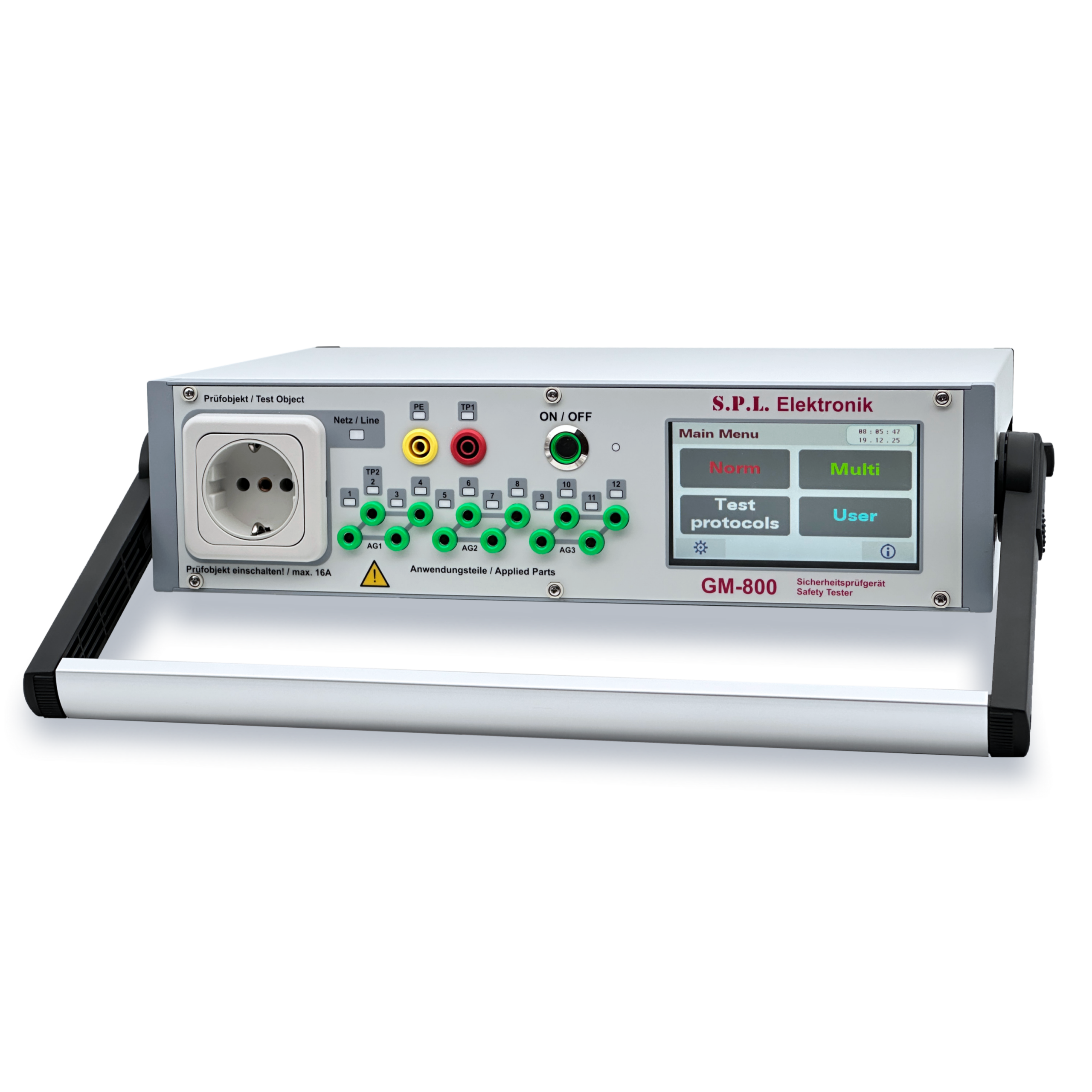 GM-800 : Mess- und Prüfgerät zur Überprüfung der elektrischen Sicherheit nach IEC 60601 / IEC 62353 / IEC 61010 / EN 50678 / EN 50699 / MPBetreibV / BetrSichV / DGUV Vorschrift 3 – Bild 3